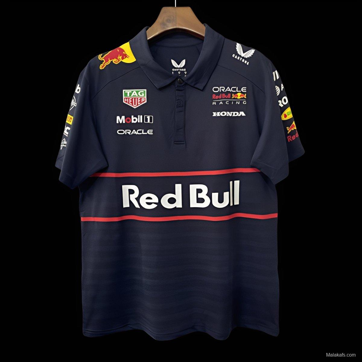 2026 F1 Oracle Red Bull Racing Navy with Red Stripes Polo Shirt