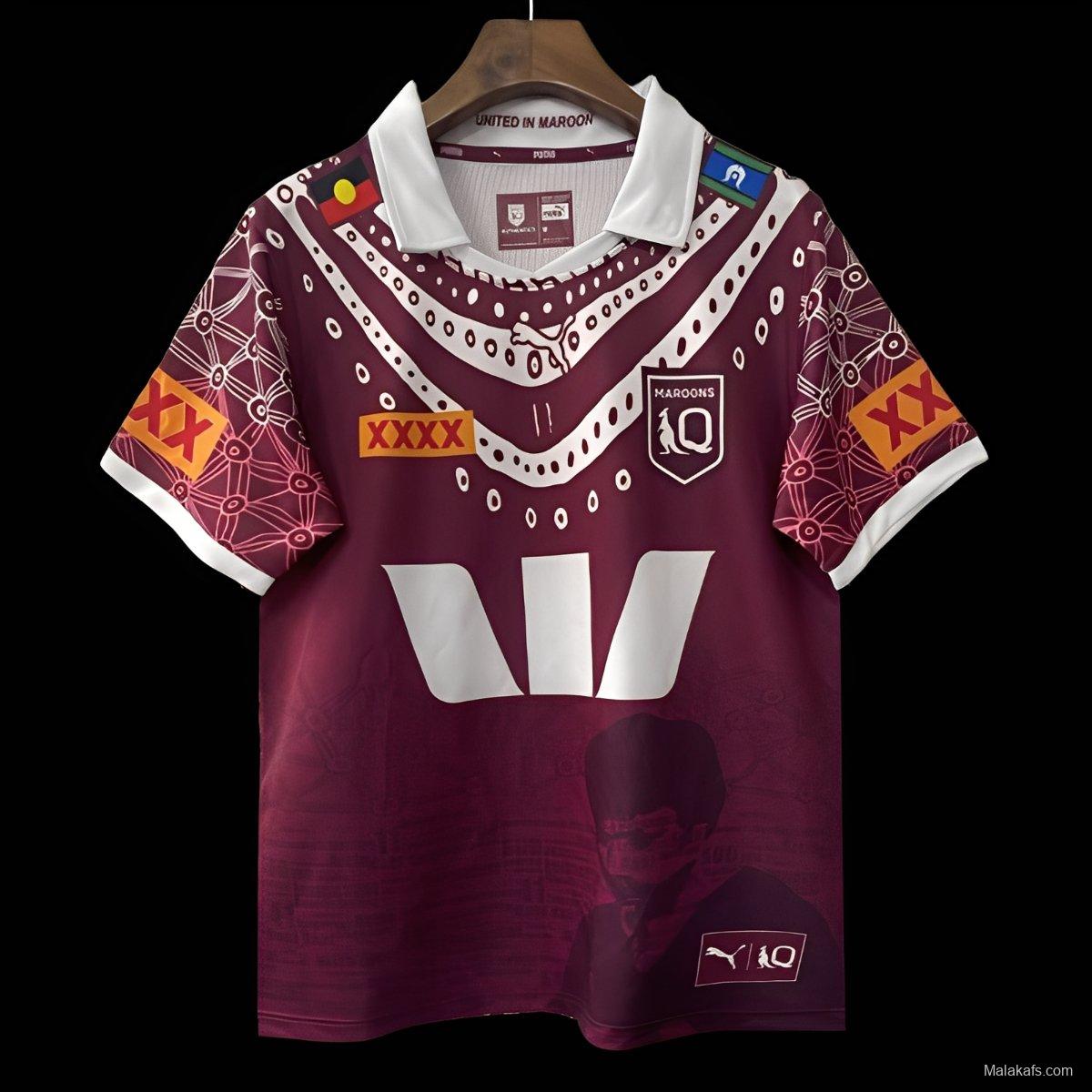 2026 Queensland Maroons Maroon with Indigenous Cultural Pattern Jersey