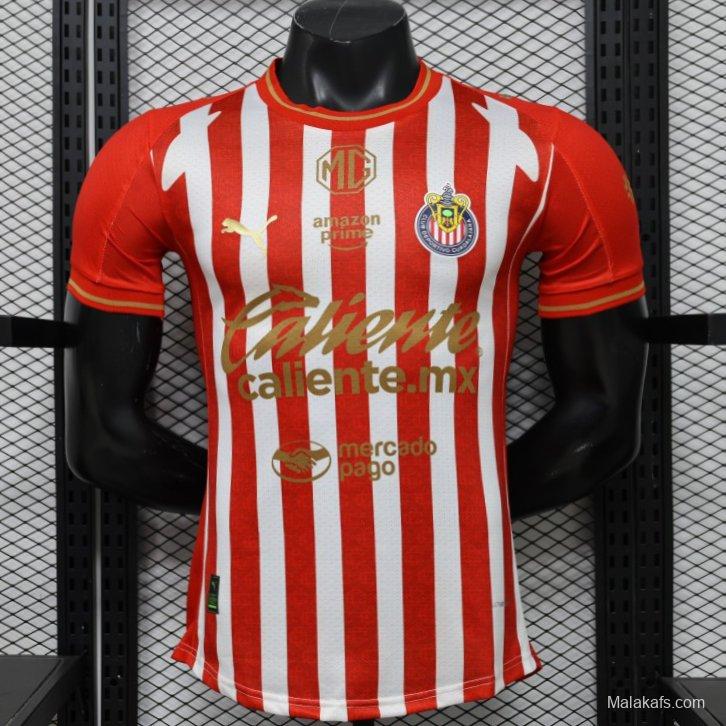 Player Version 26/27 Chivas de Guadalajara Red & White Stripes Home Jersey
