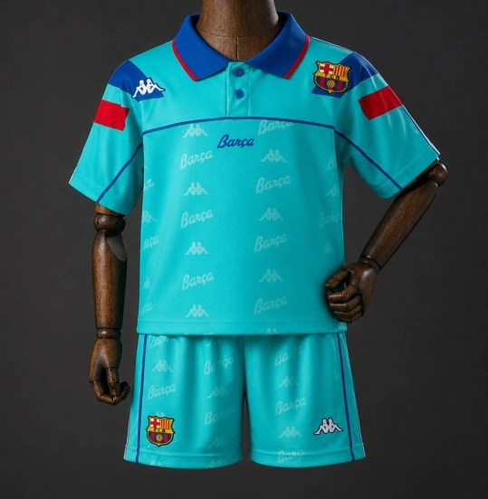 92/95 Kids Barcelona Away Retro Kit Jersey Size 16-28