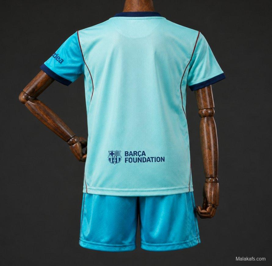 26/27 Kids  Barcelona Teal Third Jersey Kit