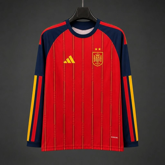 2026 Spain Home  2 Stars  Long Sleeve Jersey