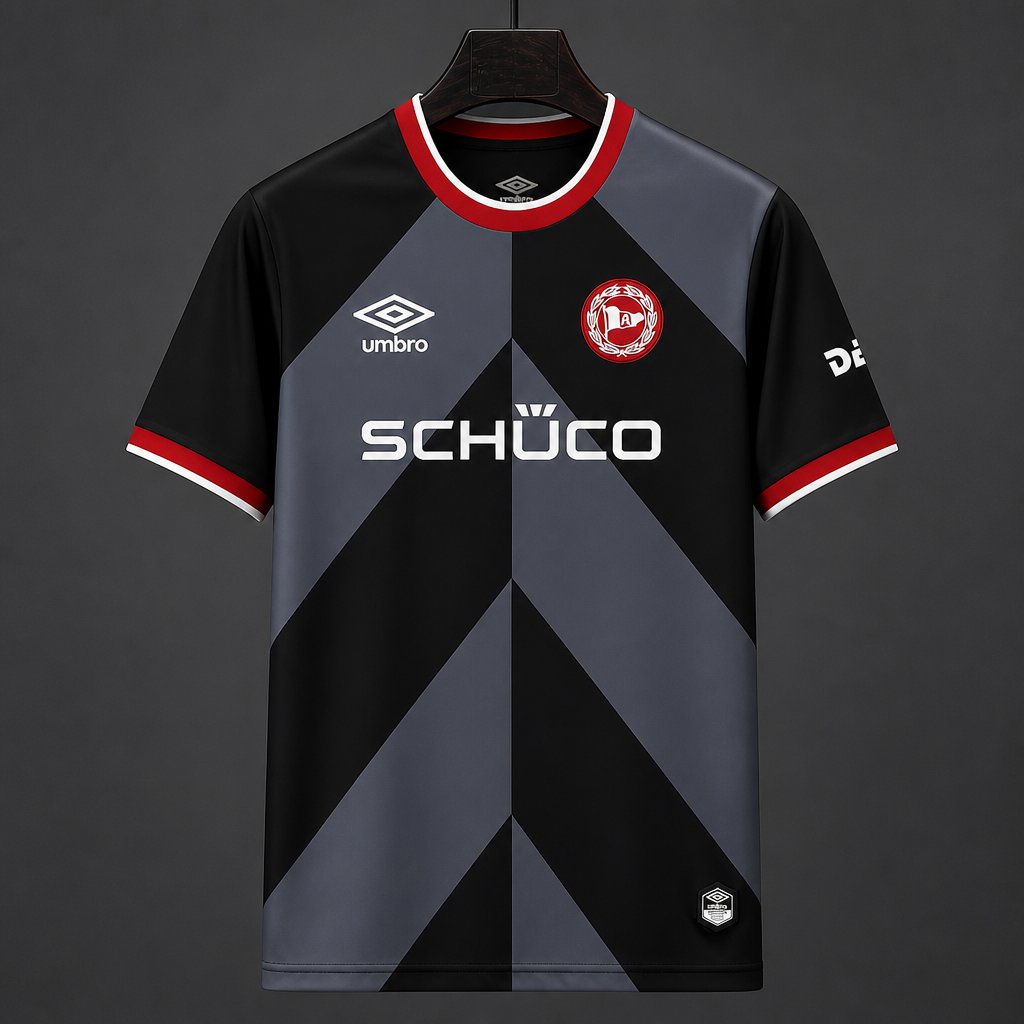 26/27 Arminia Bielefeld Away Black and Grey with Diagonal Chevron Pattern Jersey