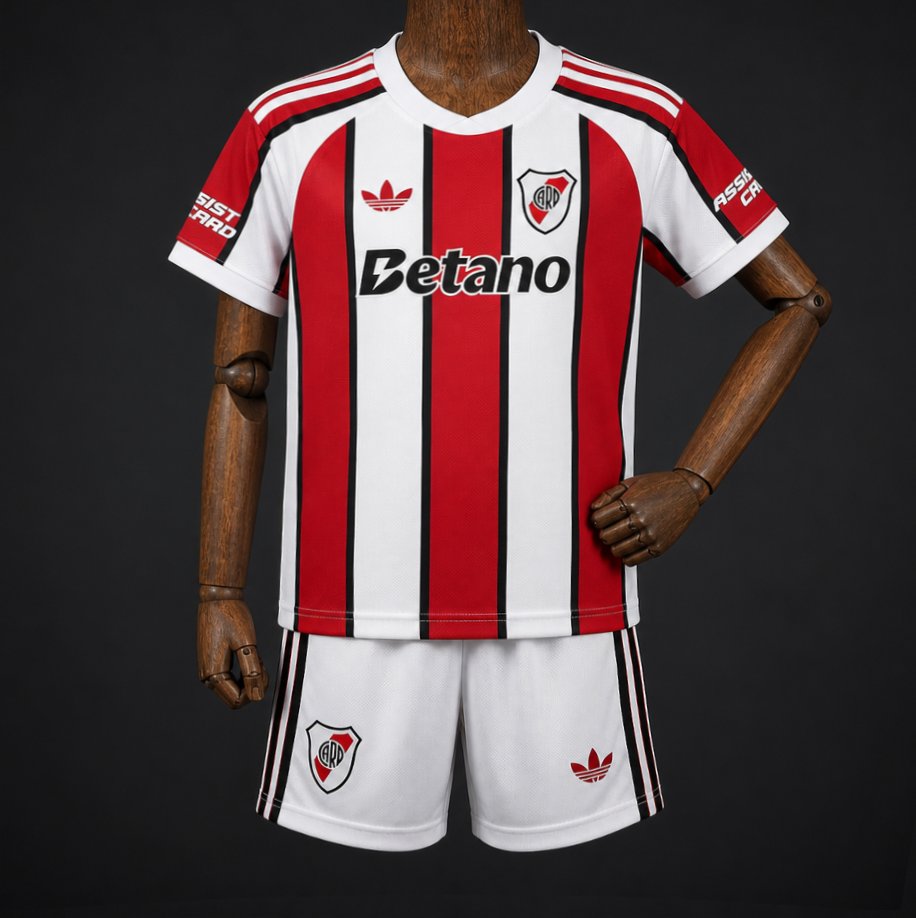 26/27 Kids River Plate Away Red Stripes Jersey Kit