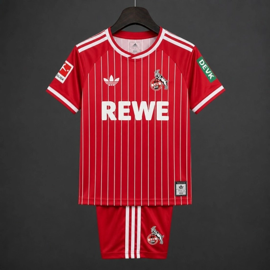 26/27 Kids Koln Away Red  Stripes Jersey Kit
