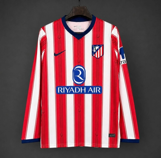26/27 Atletico Madrid Home Long Sleeve Red Stripes Jersey