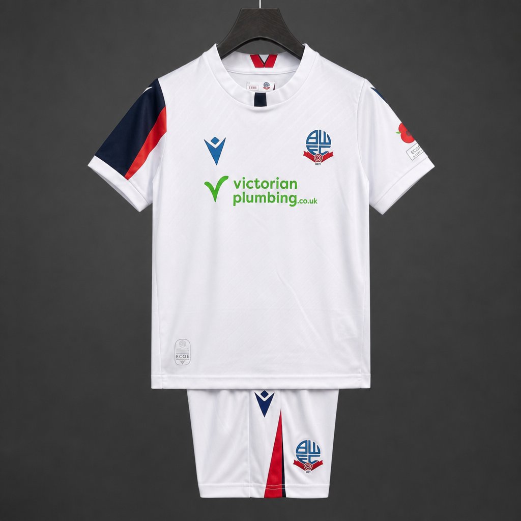 26/27 Kids Bolton Wanderers Home White  Jersey Kit