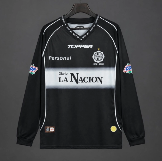 Retro 01/02 Club Olimpia Away Black Centenary Long Sleeve Jersey